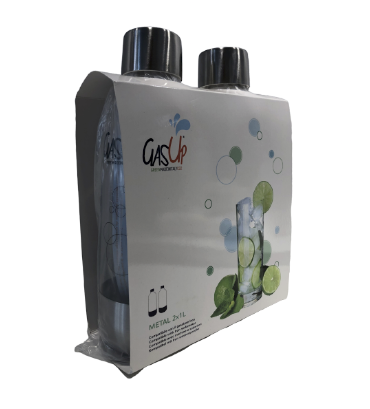 Set di 2 Bottiglie Gas-Up da 1 Lt. per gasatore Iron